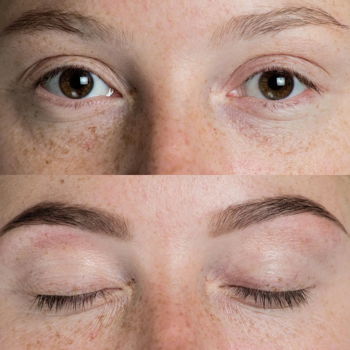 Vorher und Nachher Powder Brows, präzise Brauenform